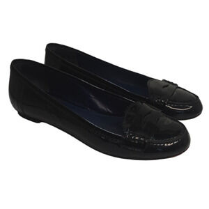 Black Yves Saint laurent patent leather flat loafer sz 36